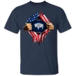Wyoming Heartbeat Inside American Flag T-Shirt 4 Of July Shirts
