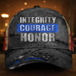 Thin Blue Line Integrity Courage Honor Hat American Flag Cap Vintage Police Gift Ideas