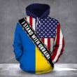 I Stand With Ukraine Hoodie Support Ukrainian American USA Flag T-Shirt Gifts For Mens