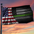 Thin Green Line Flag With American Flag Supports Military Patriotic Home Decor