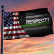 Respect Thin Green Line Inside American Flag Proud Military Outdoor Patio Decor