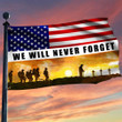 We Will Never Forget American Flag Honor Fallen Soldiers Memorial Day Patriotic Veteran Flag
