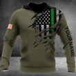 Personalized Thin Green Line Hoodie American Flag Patriotic Apparel Military Gifts For Vets