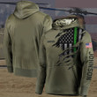 Personalized Thin Green Line Hoodie American Flag Clothing Support US Military Veteran Gift