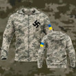 Swastika Stands With Ukraine Zipper Hoodie Mens Ukrainian Flag Camouflage Clothing