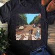 Jesus With Lion Sheep Walking Down Street T-Shirt Funny Christian Shirts Gift For Men Women