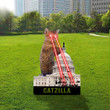 Cat With Laser Eyes Catzilla Yard Sign Funny Cat Outdoor Yard Decorations