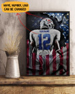 Personalized Football Player Inside American Flag Poster Football Lovers Home Wall Decor