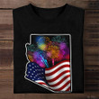 Arizona Map USA Fireworks 4Th Of July Shirt Arizona Patriotic Happy Independence Day Gift