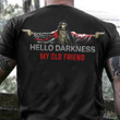 Thin Red Line Firefighter And American Flag Shirt Skull Hello Darkness My Old Friend Shirt