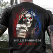 Wyoming And American Flag Skull Shirt Hello Darkness My Old Friend T-Shirt Patriotic Gifts