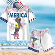 Dachshund With Beer 'Merica 4Th Of July Hawaiian Shirt And Short Cute Patriotic Wiener Dog