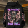 Girl Skeleton Half Goddess Half Hell Hoodie Badass Woman Design Clothing For Lady Female