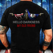 Skull Hello Darkness My Old Friend Shirt Kentucky Flag And American Flag T-Shirt
