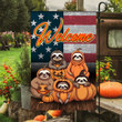 Sloths With Pumpkins Welcome American Flag Cute Sloths Halloween Decor Ideas