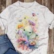 Watercolor Baby Elephant With Flowers Shirt Elephant Lovers Cute T-Shirt Gift Ideas