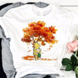 Cartoon Animals Under Fall Tree Shirt Cute Graphic Tees Gifts For Thanksgiving