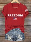 Freedom Charlie Kirk V-neck Shirt Freedom Don't Stop Fighting Red Charlie Kirk Shirt