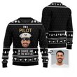 Hilarious Custom Pilot Face Ugly Christmas Sweater Christmas Gifts For Her