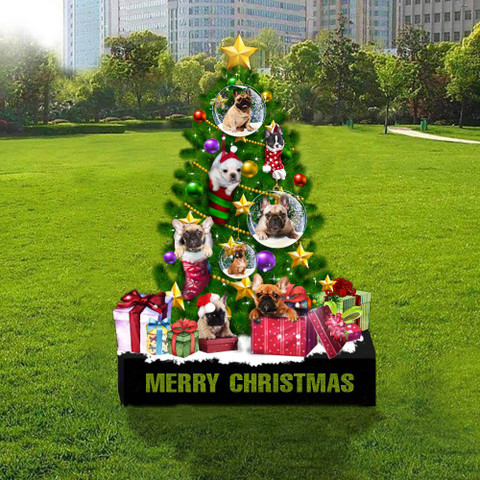 Pug Xmas Tree Merry Christmas Yard Sign