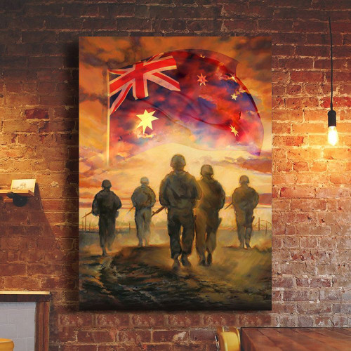 God Bless Australia's Heroes Soldiers Poster Australian Flag Honor Veterans Remembrance Day