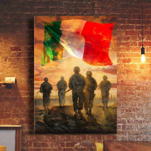 God Bless Our Troops Italy Flag Poster Honor Italian Military Soldiers Veterans Patriotic Gift