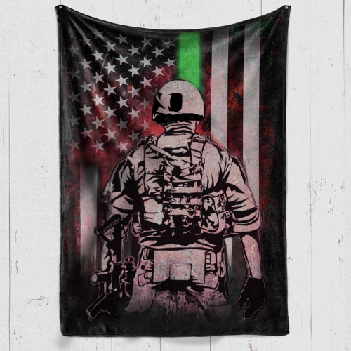 American Soldier Thin Green Line Flag Honoring Military Soldier Patriotic Veterans Day Gift