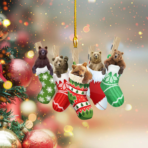 Bears In Sock Christmas Ornament Animal Funny Bear Christmas Ornament Xmas Decorations Ideas