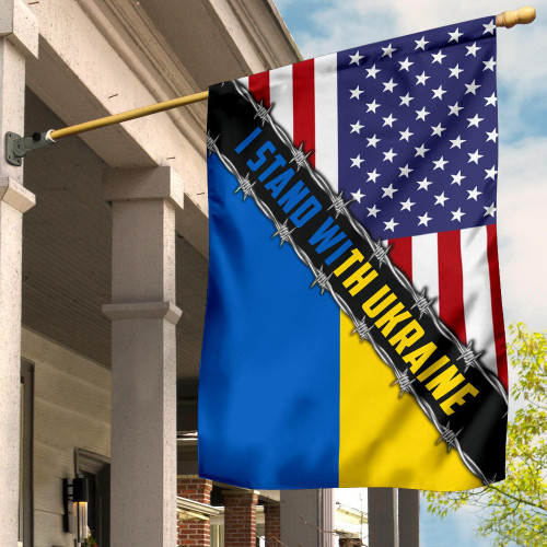 I Stand With Ukraine American Ukraine Flag Support Ukraine American For 2022 Merch