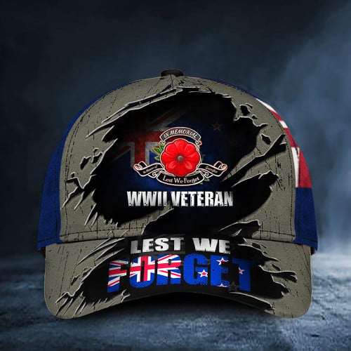 WWII Veteran Lest We Forget New Zealand Hat Poppy Veterans Day Patriots Merch