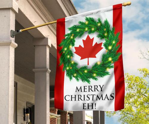 Canada Flag Merry Christmas Eh Flag Patriotic Front Yard Christmas Decorating Ideas