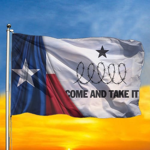 Texas Flag Come And Take It Barbed Wire Flag