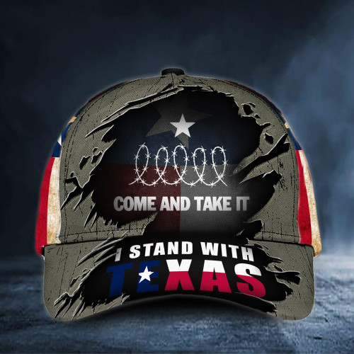 I Stand With Texas Hat Come Take It Barbed Wire Hat