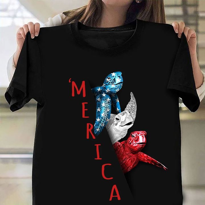 Sea Turtle Shirts American Flag Tee Vintage Retro Clothing Unisex Gift For Father
