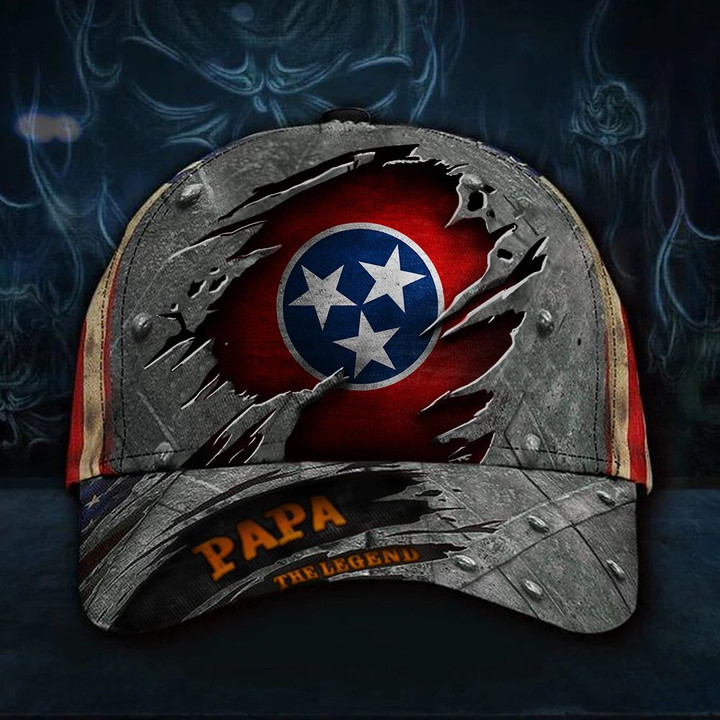 Tennessee Papa The Legend 3D Hat Vintage USA Flag Cap Dad The Best Fathers Day Gifts
