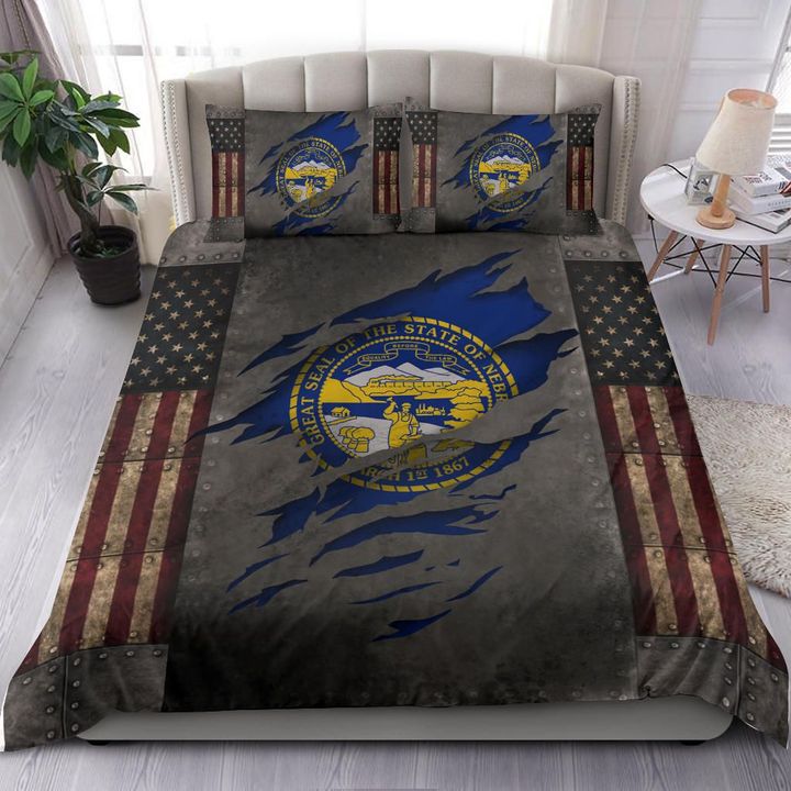 Nebraska Bedding Set Vintage USA Flag Comforter  State Nebraska Merchandise