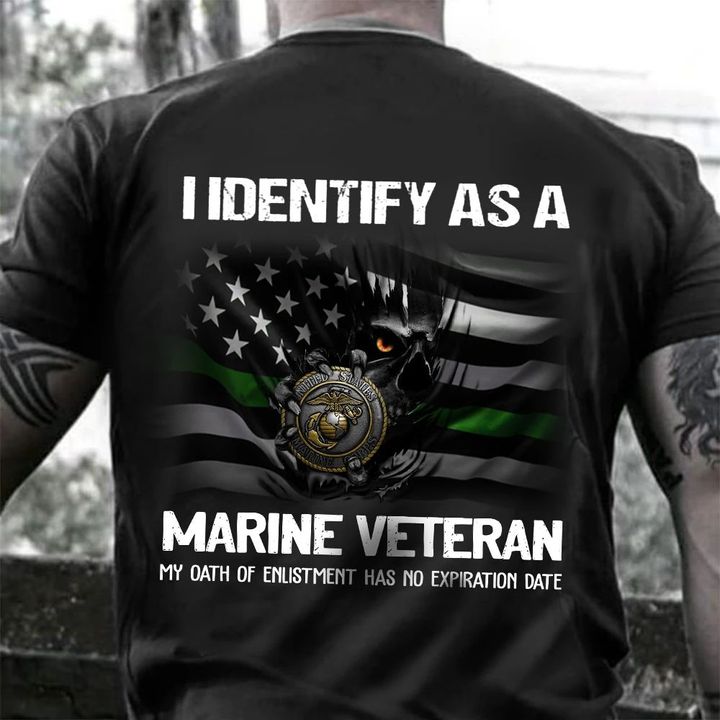 I Identify As A Marine Veteran Shirt Eagle Graphic Thin Green Line Shirt Patriot Gift For Mom