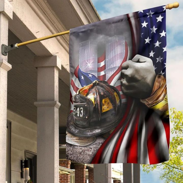 343 Firefighters 9-11 American Flag Honor Fallen Fireman Memorial Patriot Day Never Forget