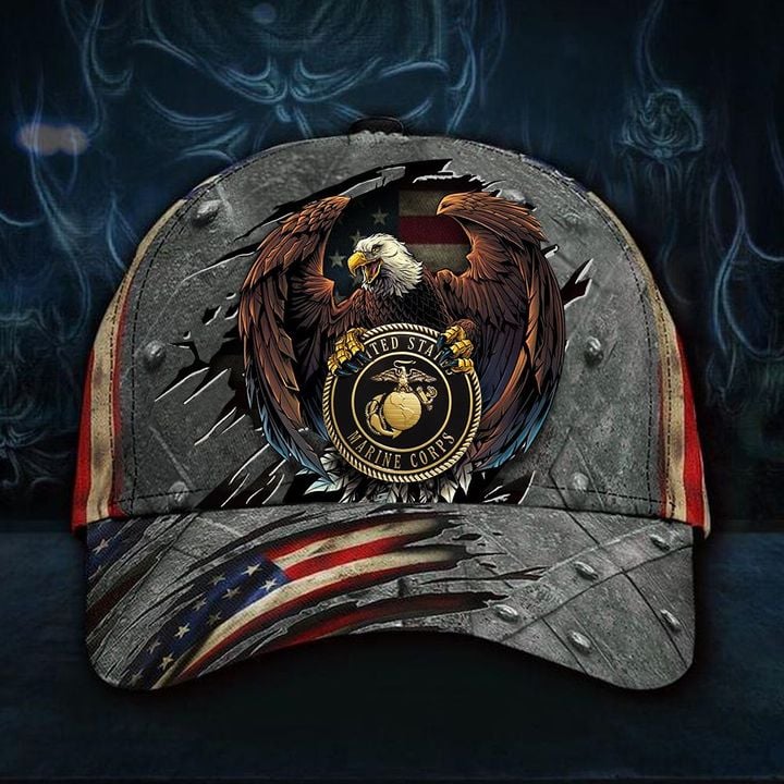 US Marine Corps Eagle American Flag Cap Patriotic Vintage Hat USMC Gifts For Him Dad