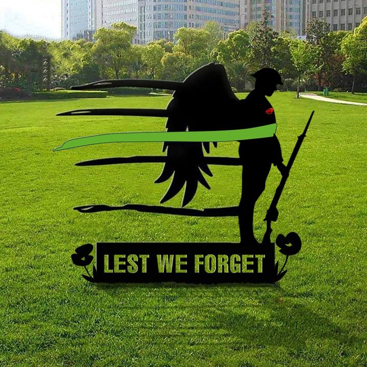 Thin Green Line Lest We Forget Yard Sign Remembrance Fallen Military Outdoor Sign