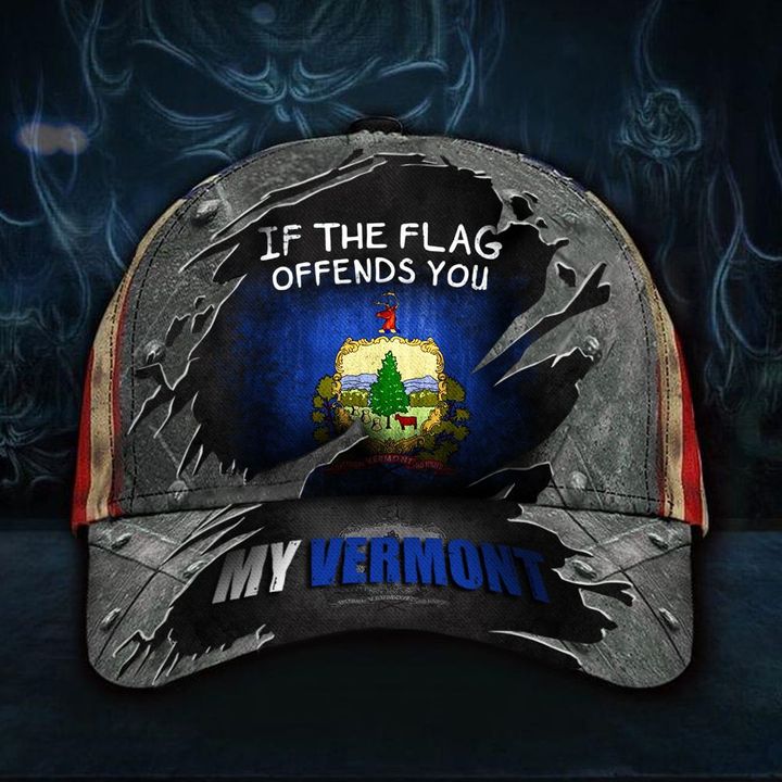 If The Flag Offends You My Vermont Hat Vintage USA Flag Ball Cap For Vermont Man Patriotic