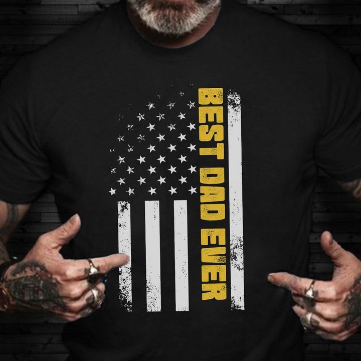 Best Dad Ever Yellow American Flag Shirt Father's Day Gift For Tow Truck Operator Driver Dad