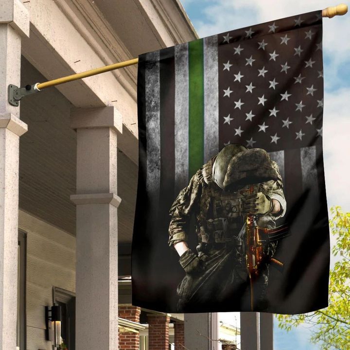 Thin Green Line Flag Honoring Military Patriotic Outdoor Decor Gift For Veteran
