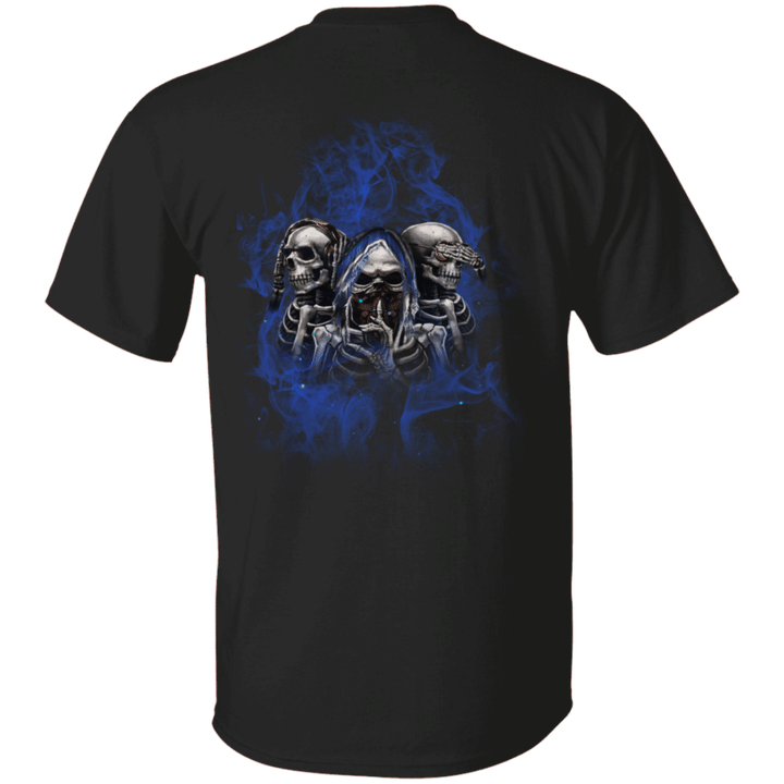 Skull Thin Blue Line Shirt Support for Police Officer T-Shirt Gifts For Cops