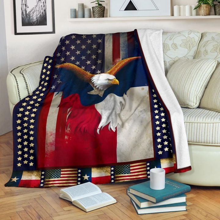 4th of July Eagle Texas American Flag Blanket Veteran Gifts Bedroom Decor