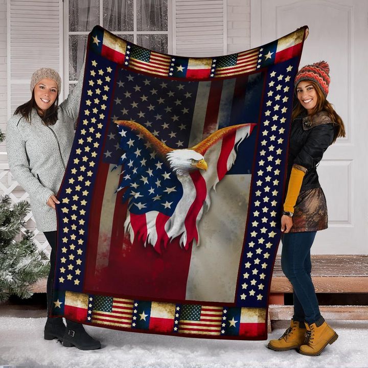 Fourth Of July Texas Flag Eagle American Flag Blanket Veteran Gifts
