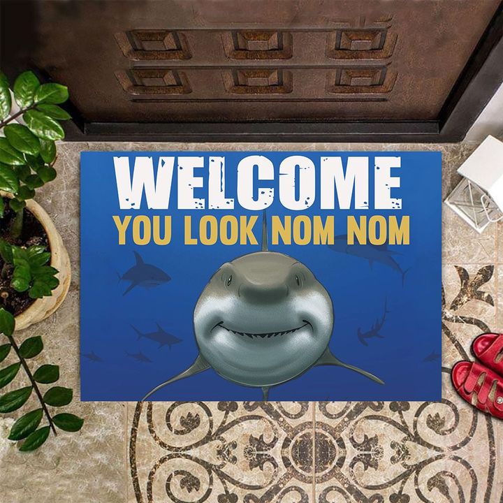 Shark Welcome You Look Nom Nom Doormat Funny Cute Welcome Doormat For Front Door