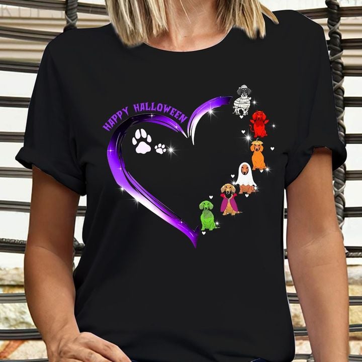 Dachshund Custom Happy Halloween Shirt Dog Lover Cute Halloween Shirt Womens Ladies Gift