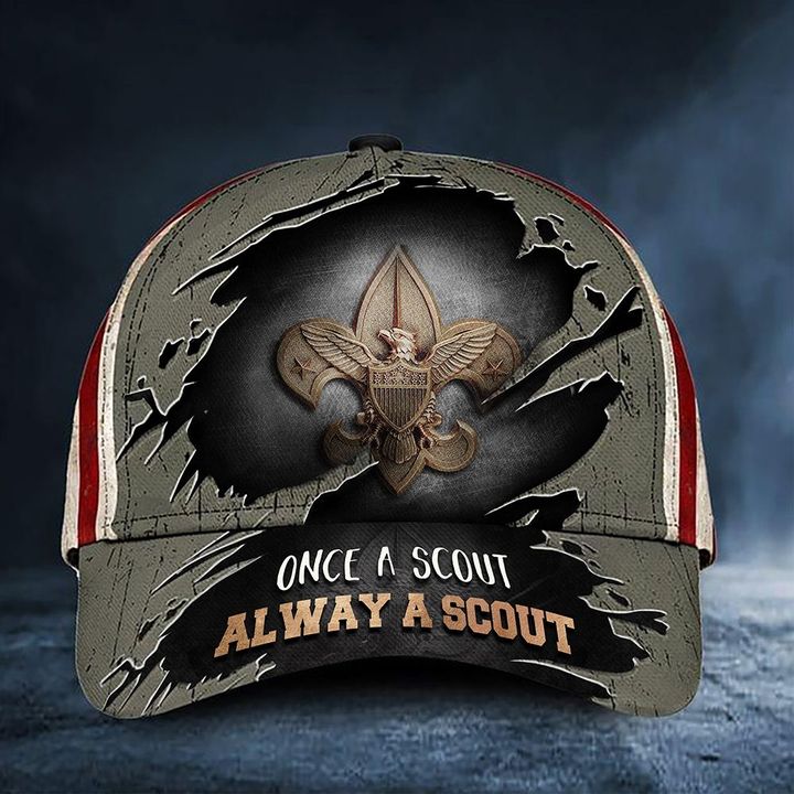 Once A Scout Always A Scout Cap US Flag Vintage Hat Proud Eagle Scout Gift Ideas