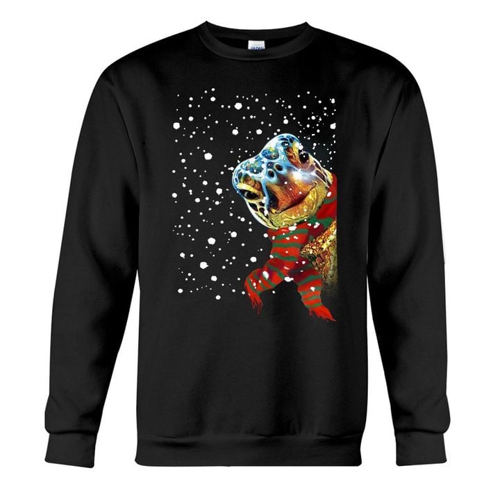 Turtle Christmas Sweatshirt Funny Turtle Graphic Tee Christmas Crewneck Womens Gift Ideas